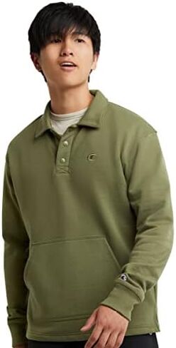 Champion Men's Powerblend Open Hem Rugby, C Logo in Saudi Arabia