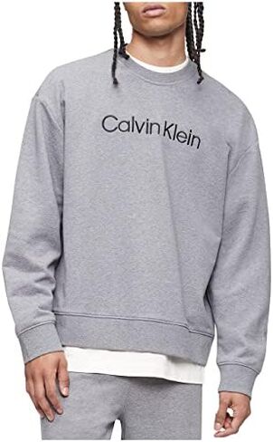 Calvin Klein Men's Relaxed Fit Logo French Terry Crewneck Sweatshirt in Kuwait