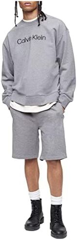 Calvin Klein Men's Relaxed Fit Logo French Terry Crewneck Sweatshirt in Kuwait