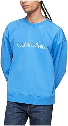 Calvin Klein Men's Relaxed Fit Logo French Terry Crewneck Sweatshirt in Kuwait