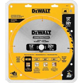 DEWALT DW3123 Series 20 12-Inch 32 Tooth ATB Thin Kerf General Purpose Miter Saw Blade with 1-Inch Arbor in Saudi Arabia