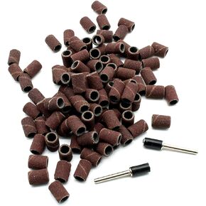 TEMO 100 pc 1/4 Inch Sand Drum Grit 180 Medium with 2 pc 1/8 Inch Mandrel for Dremel Rotary Tools in Kuwait