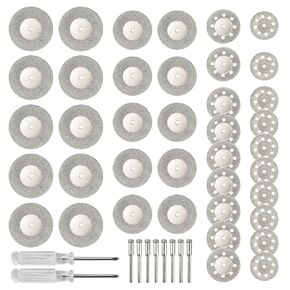 40 Pcs Diamond Cutting Wheel Set, 25mm/30mm/35mm/40mm Diamond Coated Cutting Wheel with 8 Pcs 3mm Mandrel and 2 Pcs Screwdriver in Kuwait