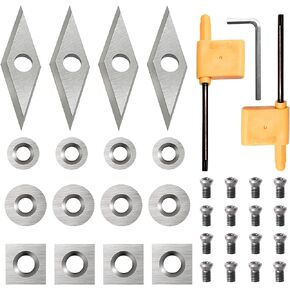 35Pcs Tungsten Carbide Cutters Inserts Set,Lathe Tools for Wood Lathe Turning Tools,Supplied with Screws and Screwdriver
