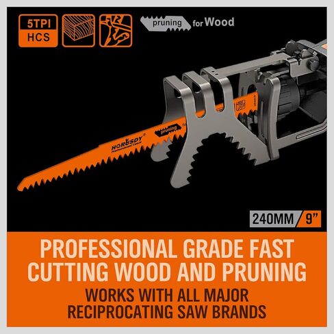HORUSDY 9-Inch Wood Pruning Reciprocating Saw Blades, 5TPI Saw Blades - 5 Pack in Kuwait