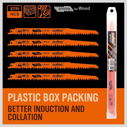 HORUSDY 9-Inch Wood Pruning Reciprocating Saw Blades, 5TPI Saw Blades - 5 Pack in Kuwait