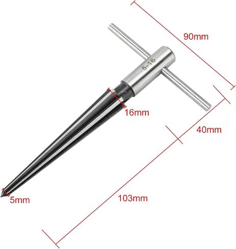 1/8"-1/2" (3-13 مم) و 1/5 بوصة -5/8 بوصة (5 مم -16 مم) ثقب جسر اليد مثقوب T مقبض مدبب 6 مخدد الشطاف تسجيل الغيتار الخشب أداة قطع مقبض أدوات الحفر (2 قطعة) in Saudi Arabia