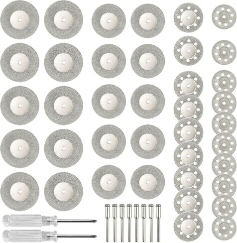 40 Pcs Diamond Cutting Wheel Set, 25mm/30mm/35mm/40mm Diamond Coated Cutting Wheel with 8 Pcs 3mm Mandrel and 2 Pcs Screwdriver in Kuwait