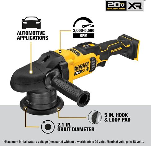 DEWALT 20V MAX* XR Cordless Polisher, Variable-Speed, Random Orbit, 5-Inch, Tool Only (DCM848B) in Saudi Arabia