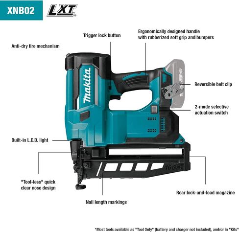 Makita XNB02Z 18V LXT Straight Finish Nailer, 16 Gauge, 2-1/2" in Saudi Arabia