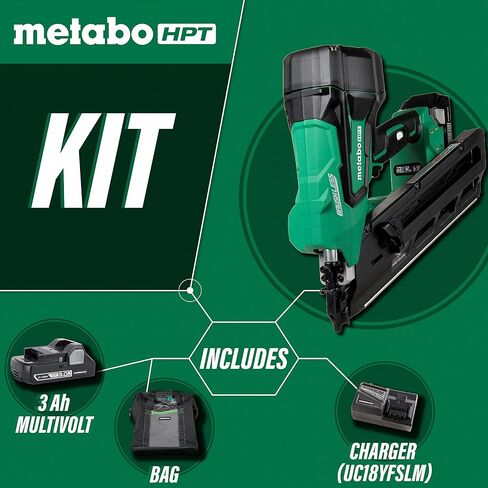 Metabo HPT Cordless 18V MultiVolt™ Framing Nailer Kit | Accepts 2-Inch to 3-1/2-Inch Clipped & Offset Round Paper Nails | 1-18V 4.0Ah Li-Ion Battery w/Fuel Gauge | Lifetime Tool Warranty | NR1890DCST in Saudi Arabia