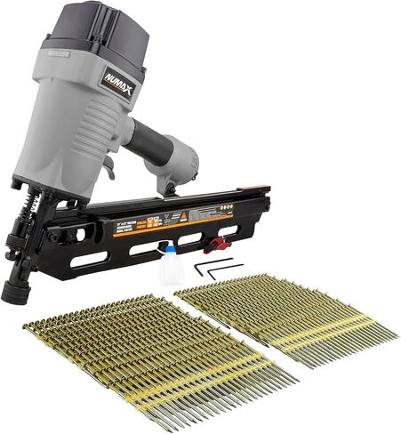 NuMax SFR2190WN Pneumatic 21 Degree 3-1/2" Full Round Head Framing Nailer with Nails (500 count) in Kuwait