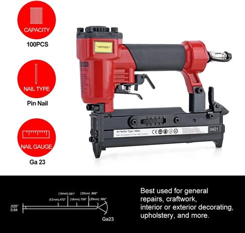 DOTOOL 23 Gauge Pin Nailer Pneumatic 100-Fastener Air-powered Nail Gun Fits 1/2'', 3/4'', 4/5'', 5/8'' and 1'' Nails in Kuwait