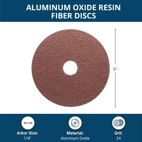 Benchmark Abrasives 5 Inch Sanding Discs Aluminum Oxide Resin Fiber Grinding Disc for Grinding, Stripping on Wood, Fiberglass, Steel, Metal, 7/8" Arbor Angle Grinder Sanding Disc, 25 Pack - 80 Grit in Saudi Arabia