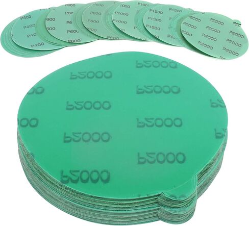LotFancy 6 Inch PSA Sanding Discs with Tabs, 60PCS 400 600 800 1000 1500 2000 Grit Self Adhesive Wet Dry Green Film Sandpaper Assortment, Random Orbital Sander Fine Grit Sand Paper in Saudi Arabia