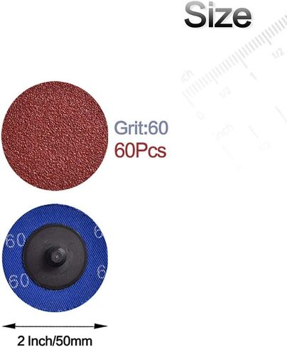 Tshya Quick Change Twist on Disc, 60 Pcs 60Grit 2 inch Sanding Discs Aluminum Oxide Coated Die Grinder Accessories, for Surface Prep (P60) in Saudi Arabia