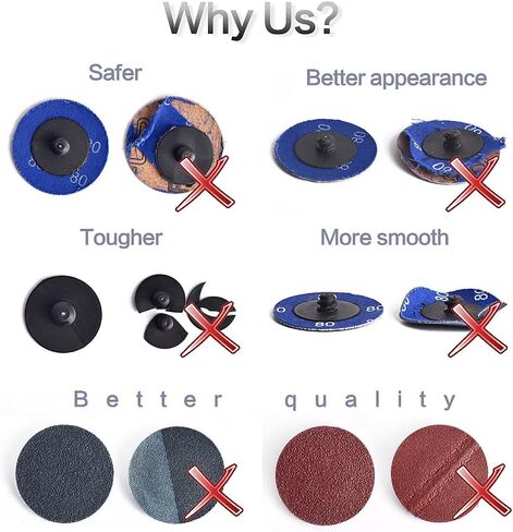 Tshya Quick Change Twist on Disc, 60 Pcs 60Grit 2 inch Sanding Discs Aluminum Oxide Coated Die Grinder Accessories, for Surface Prep (P60) in Saudi Arabia