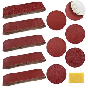 Sanding Belts and Sanding Discs Set for Power Combination Disc & Belt Sander 10 PCS 4 x 36" Aluminum Oxide Sanding Belts and 12 PCS 6" PSA Self Adhesive No-hole Sticky Back Sanding Discs(80-400 Grit)  in Kuwait