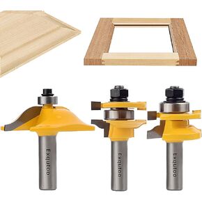 3PCS 1/4" Shank Router Bit Set,Raised Panel Cabinet Door Making Router Bits | Cemented Carbide Router Bits, Woodworking Tools Router Door & Window Bits (Tenon Joint Cutter Diameter: 1-5/8") in Saudi Arabia