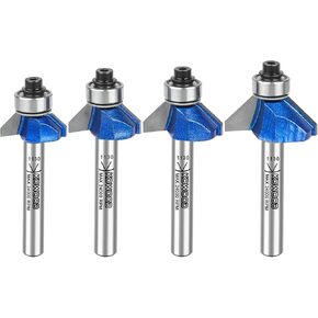 مجموعة لقم التوجيه المستديرة من KOWOOD Plus، ساق 1/4 بوصة، نصف قطر 1/8 بوصة، 5/32 بوصة، 3/16 بوصة، 1/4 بوصة. مع تحديث Kowood C3 كربيد. رائعة للحواف المستديرة، ومثالية لحواف الطاولة أو الدرج أو الخزانة in Kuwait