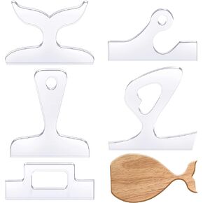 5 Pcs Acrylic Charcuterie Board Handle Template Clear Cutting Board Router Template Angled Curvy Triangle Woodworking Tracing Stencils Laser Cut Guide Tools (Classic Style)
