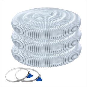POWERTEC 70244 خرطوم جمع الغبار PVC المرن مقاس 4 بوصة × 20 قدم مع مشبكين لخرطوم المفاتيح، لون شفاف in Kuwait