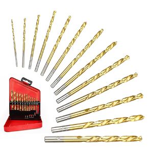 wesleydrill 13PCS Left Hand Drill Bit Set 1/16"-1/4" Titanium Twist Reverse Drill Bits Fit for Cutting Metal, Cast Iron, Hard Plastics and Wood, and Softer Materials in Kuwait