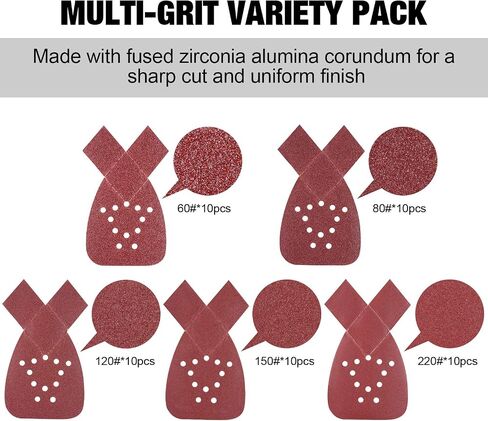 S SATC Mouse Detail Sander Sandpaper 50 PCS Mouse Sanding Pads 12 Hole Mouse Sandpaper Assorted 60/80/120/150/220 Grits in Saudi Arabia