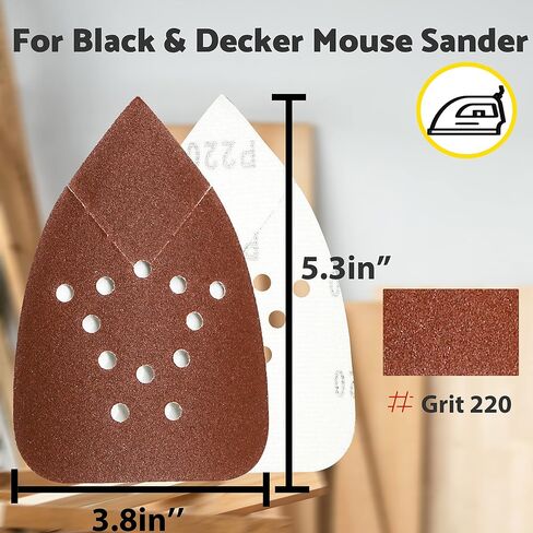 S&F STEAD & FAST Black and Decker Mouse Sanding Pads 60 Pack | 60, 80, 120, 150, 220 Grit Mouse Sander Sandpaper Assortment, 12 Hole, Hook and Loop, Detail Sander Pads with Tack Cloth in Saudi Arabia