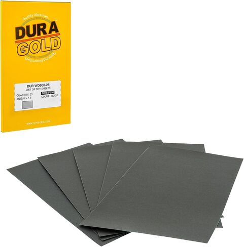 Dura-Gold Premium 2000 Grit Wet or Dry Sandpaper Sheets, 5-1/2" x 9", Box of 25 - Car Color Sanding, Detailing, Polishing Automotive, Woodworking Wood Furniture, Metal Finishing Hand Sand Block Sander in Saudi Arabia