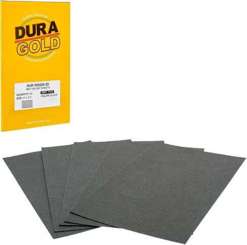 Dura-Gold Premium 2000 Grit Wet or Dry Sandpaper Sheets, 5-1/2" x 9", Box of 25 - Car Color Sanding, Detailing, Polishing Automotive, Woodworking Wood Furniture, Metal Finishing Hand Sand Block Sander in Saudi Arabia