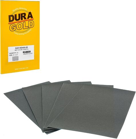 Dura-Gold Premium 2000 Grit Wet or Dry Sandpaper Sheets, 5-1/2" x 9", Box of 25 - Car Color Sanding, Detailing, Polishing Automotive, Woodworking Wood Furniture, Metal Finishing Hand Sand Block Sander in Saudi Arabia