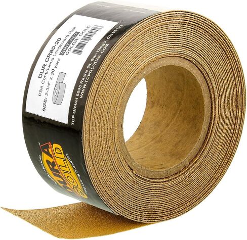 Dura-Gold Premium Gold 80 Grit PSA Longboard Sandpaper, 20 Yard Roll, 2-3/4" Wide, Self Adhesive Stickyback, Woodworking & Automotive Sandpaper Roll, Air File Sand Paper, Auto Sanding Blocks in Saudi Arabia