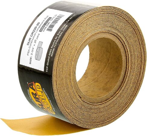 Dura-Gold Premium Gold 80 Grit PSA Longboard Sandpaper, 20 Yard Roll, 2-3/4" Wide, Self Adhesive Stickyback, Woodworking & Automotive Sandpaper Roll, Air File Sand Paper, Auto Sanding Blocks in Saudi Arabia