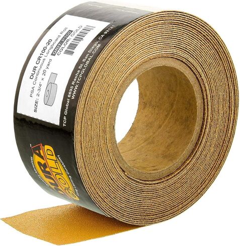 Dura-Gold Premium Gold 80 Grit PSA Longboard Sandpaper, 20 Yard Roll, 2-3/4" Wide, Self Adhesive Stickyback, Woodworking & Automotive Sandpaper Roll, Air File Sand Paper, Auto Sanding Blocks in Saudi Arabia