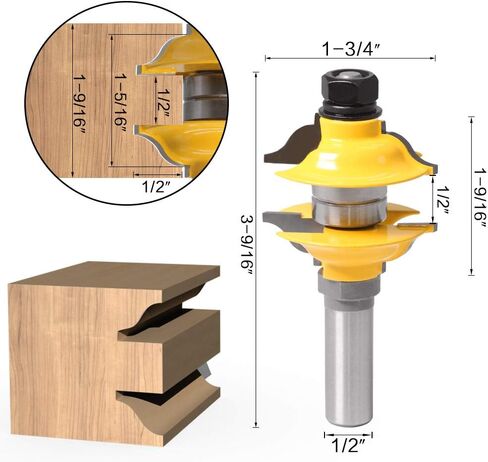 DBoyun 3pcs/Set Classical Extended Tenon Entry Door Rail and Stile Router Bit Set Woodworking Milling Cutter Door Frame Tenon and Knives Cutting with 1/2" Shank in Saudi Arabia