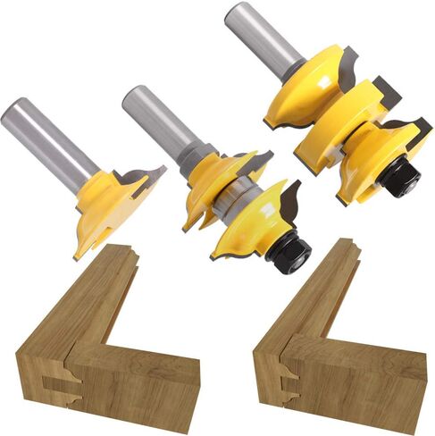 DBoyun 3pcs/Set Classical Extended Tenon Entry Door Rail and Stile Router Bit Set Woodworking Milling Cutter Door Frame Tenon and Knives Cutting with 1/2" Shank in Saudi Arabia