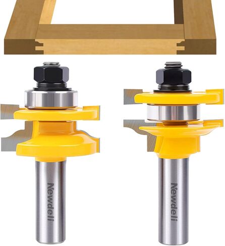 مجموعة رؤوس توجيه كبيرة من Ogee Rail and Stile Router 1/2 بوصة، مجموعة قضبان باب خزانة NewDeli ومجموعة قطع الراوتر الفولاذي 2 بت Ogee بعمق القطع 3/8 بوصة، حتى 2.5 سم من المخزون in Kuwait