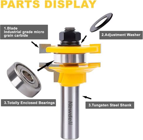 مجموعة رؤوس توجيه كبيرة من Ogee Rail and Stile Router 1/2 بوصة، مجموعة قضبان باب خزانة NewDeli ومجموعة قطع الراوتر الفولاذي 2 بت Ogee بعمق القطع 3/8 بوصة، حتى 2.5 سم من المخزون in Kuwait