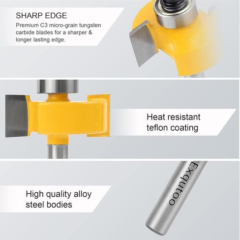 Exqutoo 1/4 Inch Shank Rabbet Router Bit Set with 6 Adjustable Bearing Carbide Tipped Rabbeting Bit(1/8",1/4",5/16"3/8",7/16",1/2") CNC Router Bits Woodworking Tools for Doors Drill Bit… in Saudi Arabia