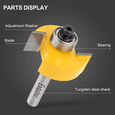 Exqutoo 1/4 Inch Shank Rabbet Router Bit Set with 6 Adjustable Bearing Carbide Tipped Rabbeting Bit(1/8",1/4",5/16"3/8",7/16",1/2") CNC Router Bits Woodworking Tools for Doors Drill Bit… in Saudi Arabia