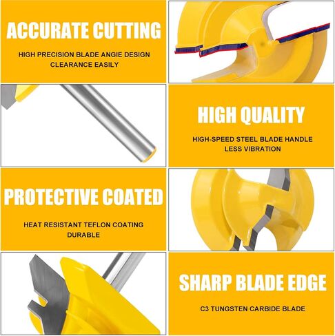 Newdeli 3PCS 45 Degree Lock Miter Router Bit Set 1/2 Inch Shank for 1/2", 3/4", 1" Cutting Height Joint Router Bits for Creating Lock Miter Joint in Saudi Arabia