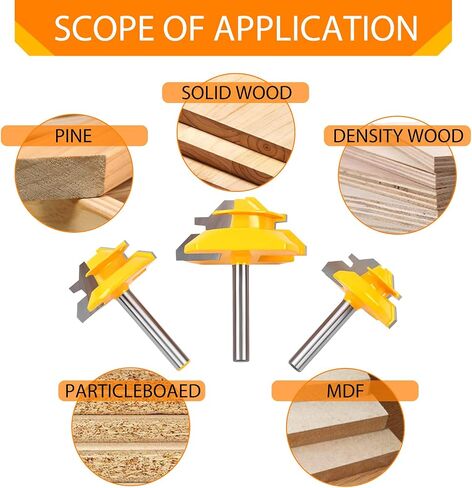 Newdeli 3PCS 45 Degree Lock Miter Router Bit Set 1/2 Inch Shank for 1/2", 3/4", 1" Cutting Height Joint Router Bits for Creating Lock Miter Joint in Saudi Arabia