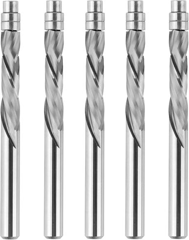 SpeTool Spiral Flush Trim Router Bit 1/4 Inch Shank 1-1/8 Inch Cutting Length Extra Long 3 Inch OVL, UP Down Compression Pattern Template Router Bit for Wood Trimming in Saudi Arabia