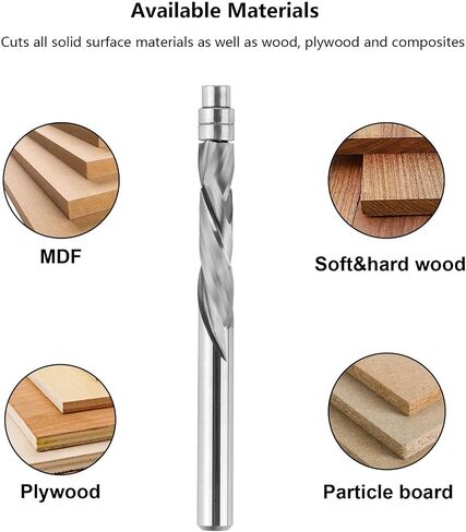 SpeTool Spiral Flush Trim Router Bit 1/4 Inch Shank 1-1/8 Inch Cutting Length Extra Long 3 Inch OVL, UP Down Compression Pattern Template Router Bit for Wood Trimming in Saudi Arabia