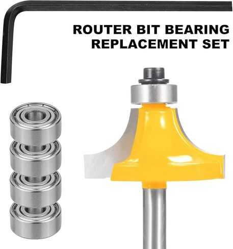 Router Bit Bearings Router Bit Bearings Replacement Set Top Bearing Replacement Kit | Interior Dia: 3/16" & Outer Dia: 3/8"Router Bit Bearing Sets 10Pcs in Kuwait