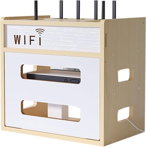 Router Storage Box Desktop Power Router Fences,Multi-layer Wooden WiFi Storage Rack with Grid Remote Control Set Top Box Storage Rack,A in Saudi Arabia