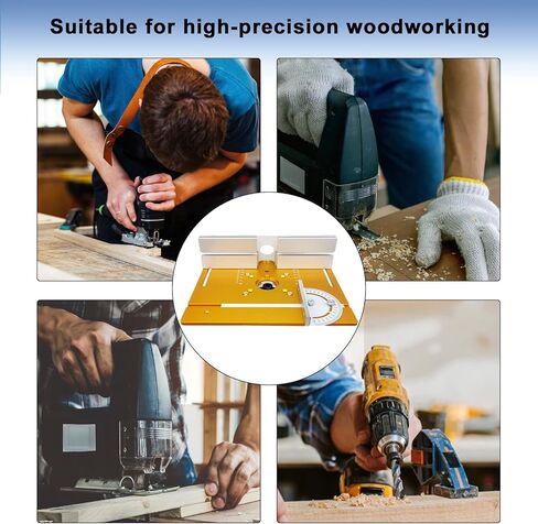 C8 4PCS Aluminium Router Table Insert Plate with Miter Gauge, Wood Router Flip Plate for Woodworking, Wood Milling Flip Board for Wood Router Trimmer in Kuwait