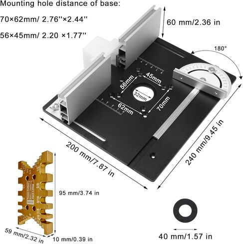 C8 4PCS Aluminium Router Table Insert Plate with Miter Gauge, Wood Router Flip Plate for Woodworking, Wood Milling Flip Board for Wood Router Trimmer in Kuwait