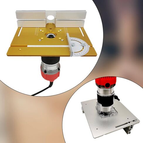 C8 4PCS Aluminium Router Table Insert Plate with Miter Gauge, Wood Router Flip Plate for Woodworking, Wood Milling Flip Board for Wood Router Trimmer in Kuwait